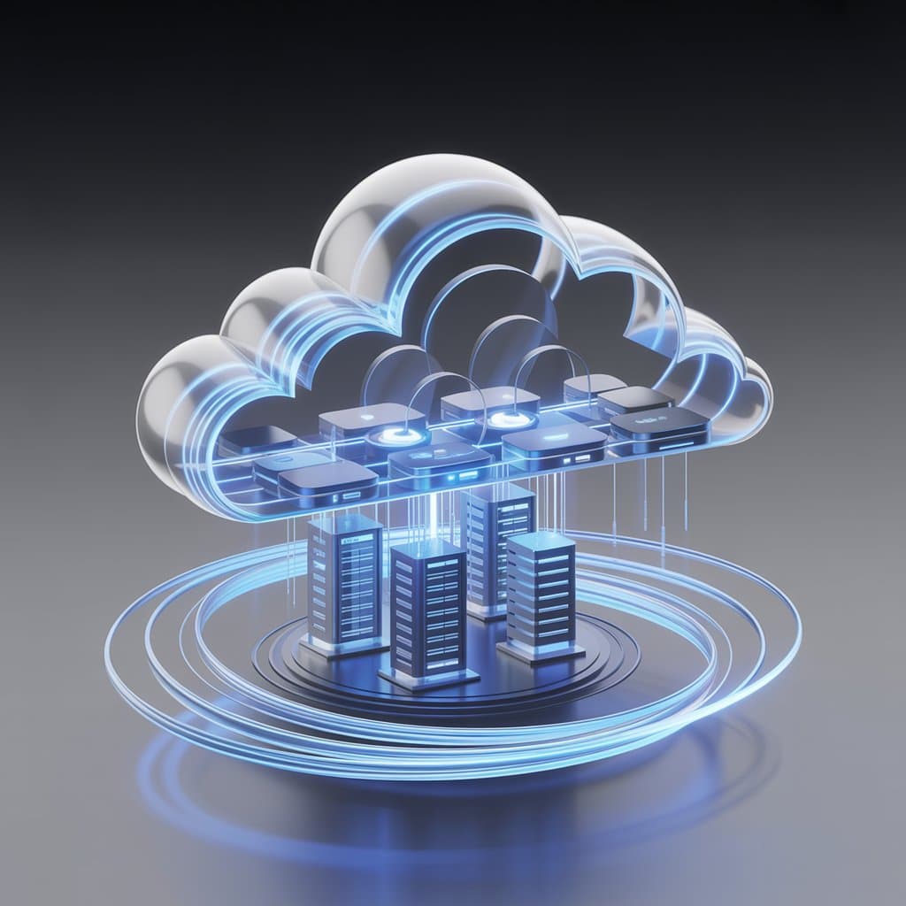 Visual de cloud moderna representando o aprendizado em nuvem